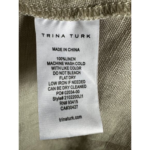 Trina Turk Sz M Out of Office 100% Linen Maxi Wrap Skirt, Minimalist Neutral - Picture 4 of 4